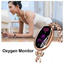 H8 Smart Watch - wydrążony pasek z diamentami - pulsometr - fitness tracker - wodoodporny - Android - BluetoothInteligentne z...