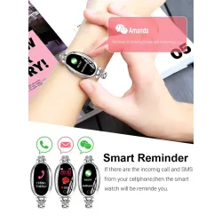 Smart Watch H8 - cinturino scavato con diamanti - cardiofrequenzimetro - fitness tracker - impermeabile - Android - Bluetooth
