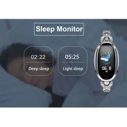 H8 Smart Watch - uthult stropp med diamanter - pulsmåler - treningsmåler - vanntett - Android - Bluetooth