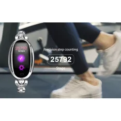 Smart Watch H8 - cinturino scavato con diamanti - cardiofrequenzimetro - fitness tracker - impermeabile - Android - Bluetooth