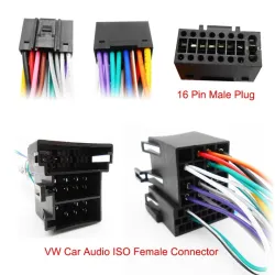 16 ben til VW ledningsnet - stik - ISO stik - til 2 din bilstereo hovedenhed - kabeladapter til Volkswagen Golf Jetta Leo