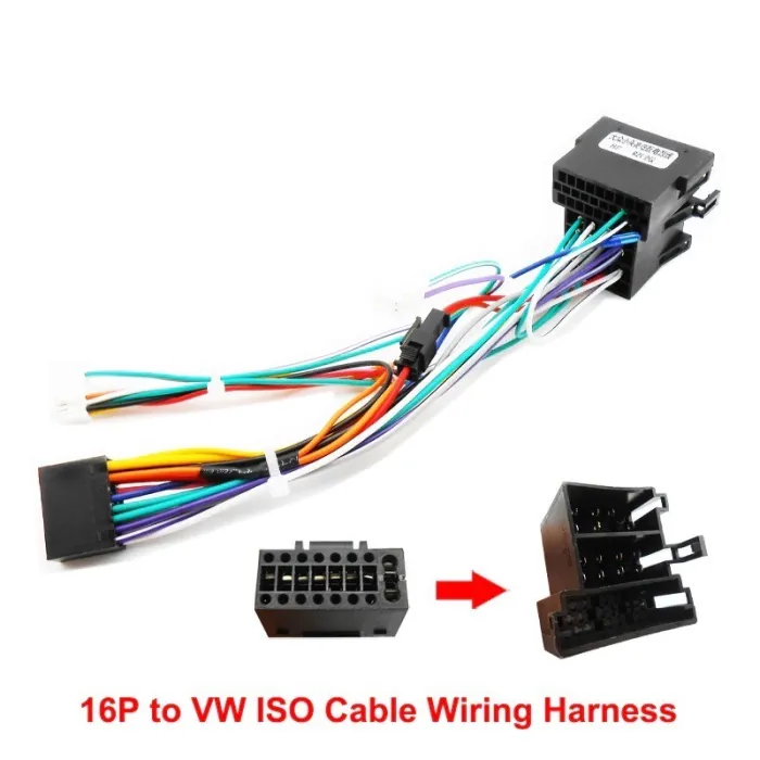16 ben til VW ledningsnet - stik - ISO stik - til 2 din bilstereo hovedenhed - kabeladapter til Volkswagen Golf Jetta Leo