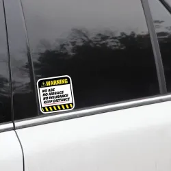 Warning! No ABS No airbags No Insurance - zabawna naklejka na samochód - 8,5 cm * 8,5 cm - 2 sztukiNaklejki