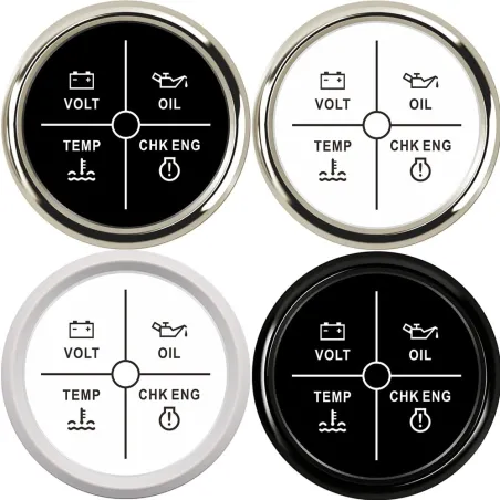 Uniwersalny wskaźnik alarmowy - Volt - ciśnienie oleju - temperatura wody - CHK ENG - 4 LED - 52mm 9~32 VNarzędzia