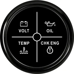 Indicatore di allarme universale - Volt - pressione olio - temperatura acqua - CHK ENG - 4 LED - 52mm 9~32 V