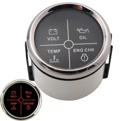 Universallarmmätare - Volt - oljetryck - vattentemperatur - CHK ENG - 4 LED - 52mm 9~32 V