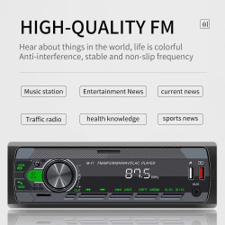 Digital bilradio - 1 DIN - stemmeassistent - Bluetooth - AUX - FM