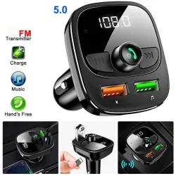 Transmisores FMTransmisor inalámbrico Bluetooth - manos libres - cargador doble USB - digital - LED