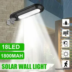 Solcellsdriven lampa - utomhus vägglampa - skymning till gryningsljus - vattentät - 18 LE