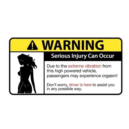 Śmieszna naklejka na samochód - "Sexy Girl Warning, Serious Injury Can Occur"Naklejki