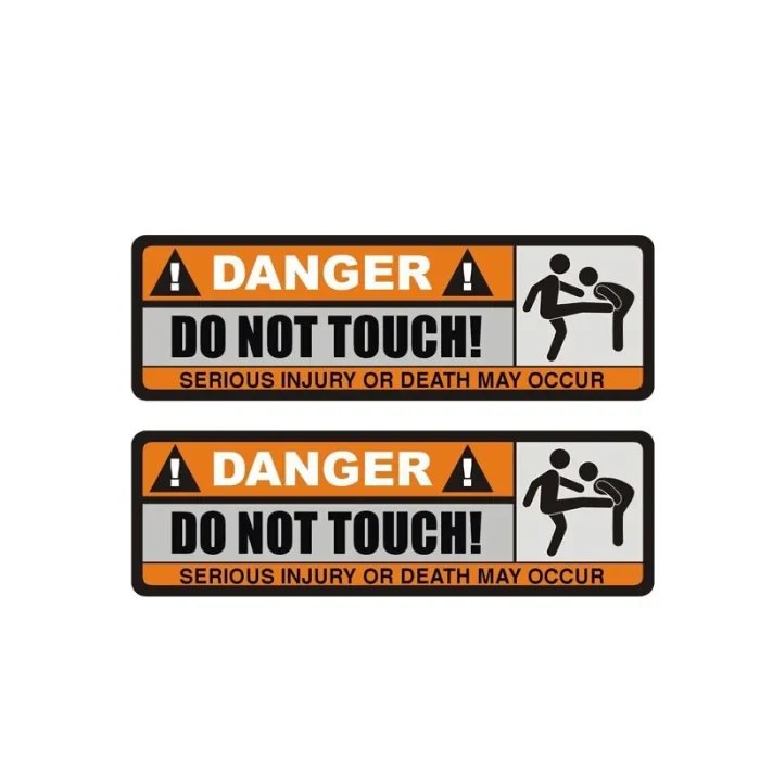Rolig bildekal - "DANGER! DO NOT TOUCH" - 2 st