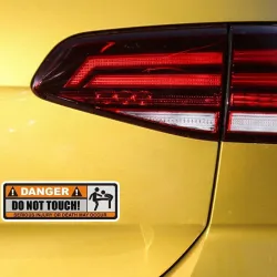 Śmieszna naklejka na samochód - "DANGER! DO NOT TOUCH" - 2 sztukiNaklejki