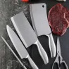 Køkkenknivesæt - skærekniv - hakkekniv - saks - knivsliber - med stativ - rustfrit stål
