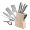 Køkkenknivesæt - skærekniv - hakkekniv - saks - knivsliber - med stativ - rustfrit stål
