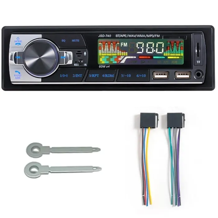 Radio samochodowe 1DIN - Bluetooth - pilot - USB - TF - 60Wx4 - 12VDin 1