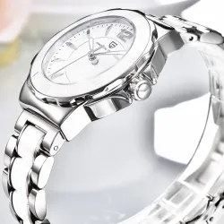 PAGANI DESIGN - luksuriøst dameur - diamanter - keramisk armbånd - vandtæt
