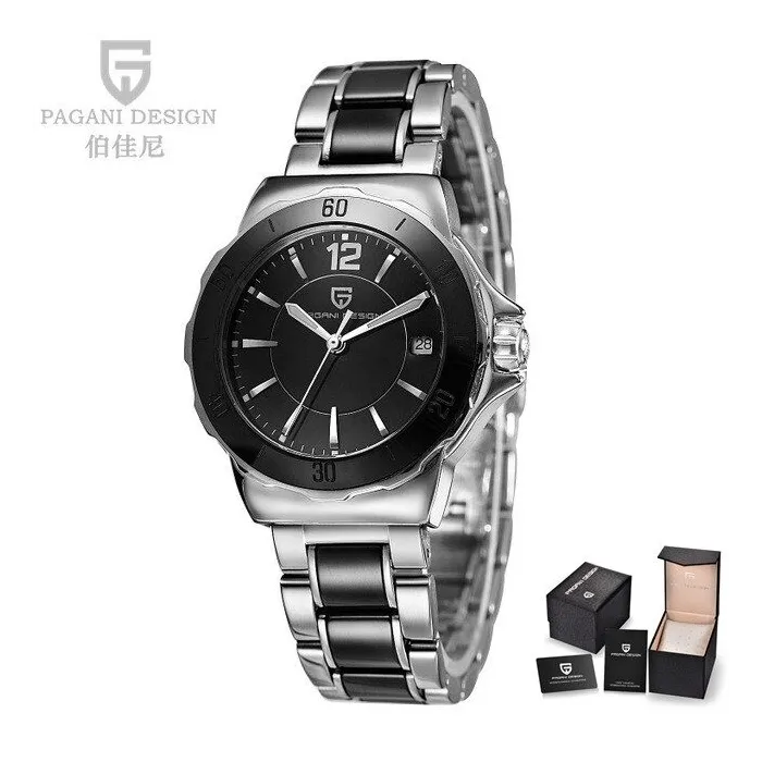 PAGANI DESIGN - luksuriøst dameur - diamanter - keramisk armbånd - vandtæt