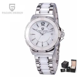 PAGANI DESIGN - luxe dameshorloge - diamanten - armband van keramiek - waterdichtHorloges