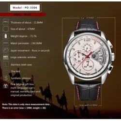 RelojesPAGANI DESIGN - reloj de cuarzo de lujo con correa de piel