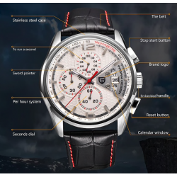 PAGANI DESIGN - montre à quartz de luxe avec bracelet en cuir