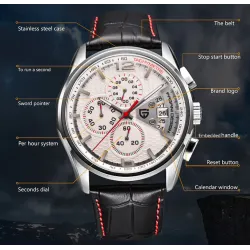 PAGANI DESIGN - montre à quartz de luxe avec bracelet en cuir