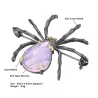 Elegant brosch - svart spindel - rosa opal