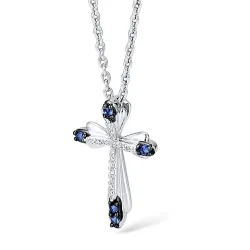 CollarCollar elegante - cruz de cristal azul - plata de ley 925