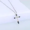 Elegant halsband - blått kristallkors - 925 sterling silver
