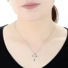 Elegant necklace - blue crystal cross - 925 sterling silverNecklaces