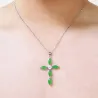 Silver necklace - green jade emerald cross pendant - 925 sterling silverNecklaces