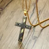 CollaresColgante de cruz de doble capa - collar de oro de acero inoxidable