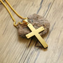 Double-layer cross pendant - stainless steel gold necklaceNecklaces