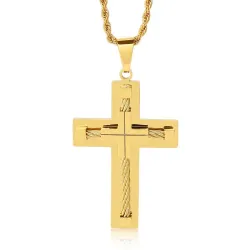 CollaresCollar de acero inoxidable - colgante de cruz estilo alambre