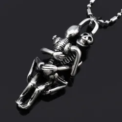 Halsband i rostfritt stål - dubbelt skeletthänge - unisex