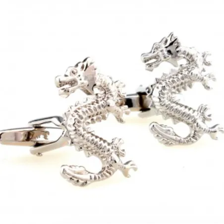 Boutons de manchette dragon en argent