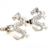Boutons de manchette dragon en argent