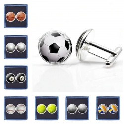 Football / basketball / baseball / volleyball - glass round cufflinks