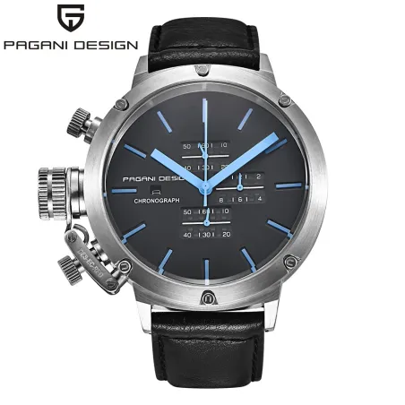 PAGANI DESIGN - sports herreklokke - Quartz - vanntett - lærreim