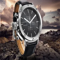 PAGANI DESIGN - sports herreklokke - Quartz - vanntett - lærreim