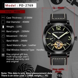 PAGANI DESIGN - relógio masculino automático / mecânico - ponteiros luminosos - pulseira de couro - impermeável