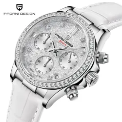 PAGANI DESIGN - automatisk Quartz ur - med krystaller - safir spejl - læderrem