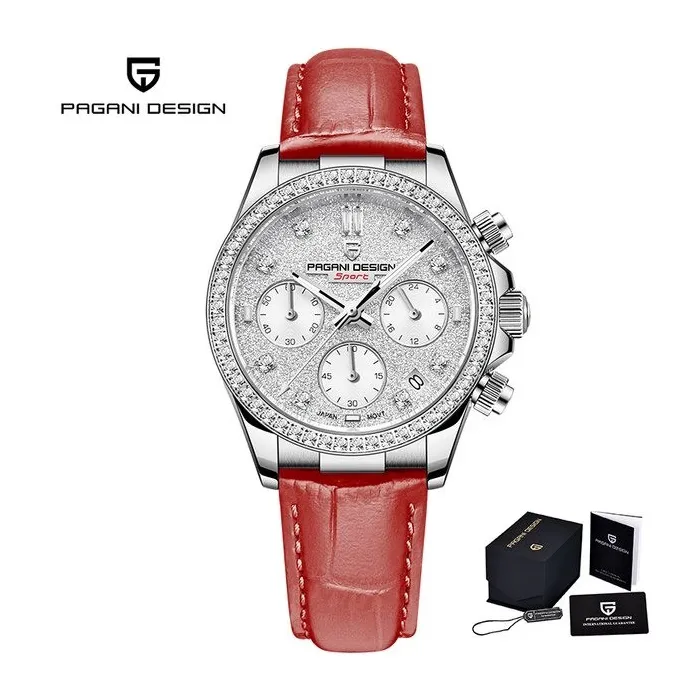 PAGANI DESIGN - Orologio automatico al Quarzo - con cristalli - specchio zaffiro - cinturino in pelle
