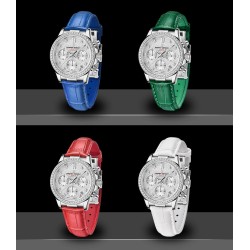 PAGANI DESIGN - automatyczny zegarek kwarcowy - z kryształkami - szafirowe lustro - skórzany pasekZegarki