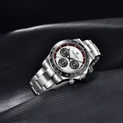 PAGANI DESIGN - herre Quartz ur - kronograf - keramisk bezel - vandtæt - rustfrit stål