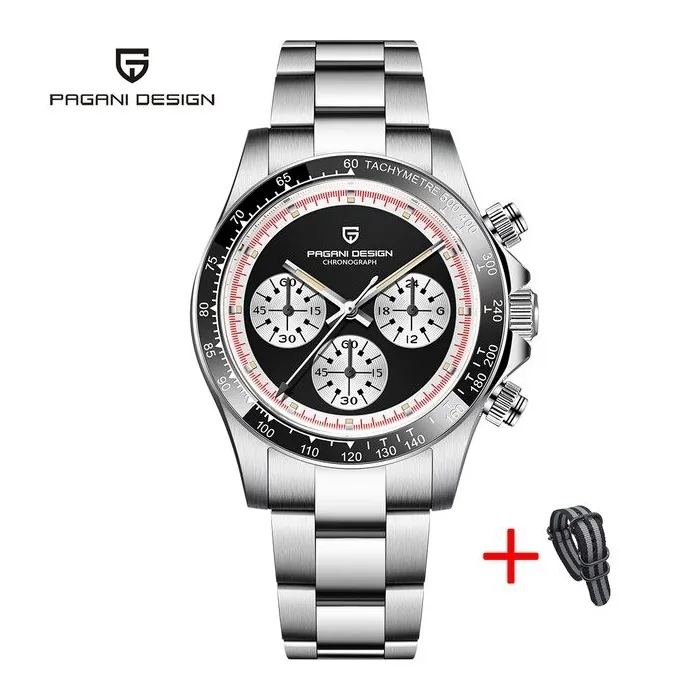 PAGANI DESIGN - Quartz herrklocka - kronograf - keramisk ram - vattentät - rostfritt stål