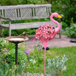 Trädgårdssolljus - metalllampa - vattentät - rosa flamingo