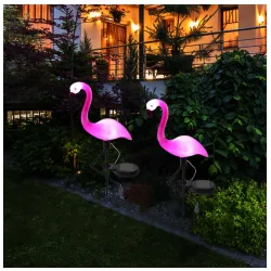 Luz solar de jardim - lâmpada LED - à prova d'água - flamingo