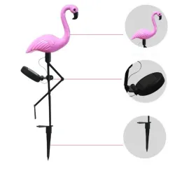 Hage solcellelys - LED lampe - vanntett - flamingo