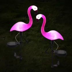 Hage solcellelys - LED lampe - vanntett - flamingo