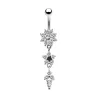 Piercing nombril - piercing - zircone cubique double rond - acier chirurgical 316L - argent